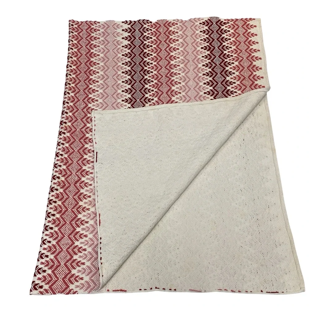 Unbranded Throw Blanket 42x64 Red Cream Nordic Pattern‎ Rustic Cabin Decor